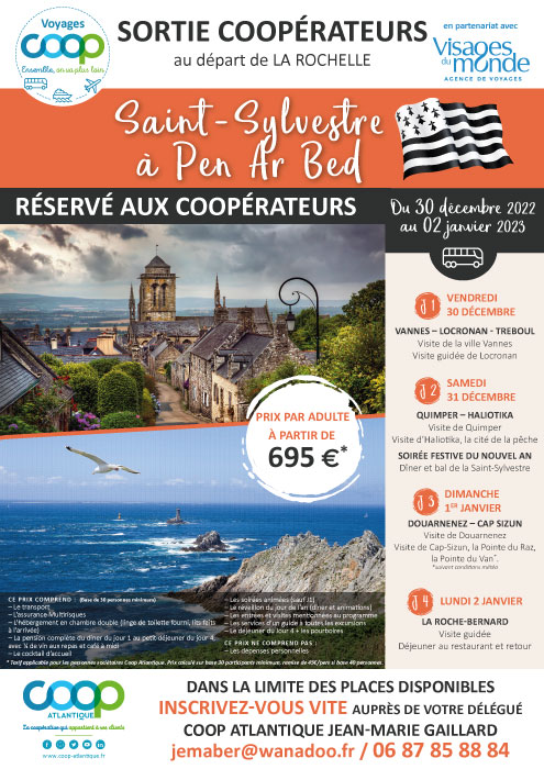 Reveillon de la Saint-Sylvestre en Bretagne - Voyage Coop au départ de La Rochelle