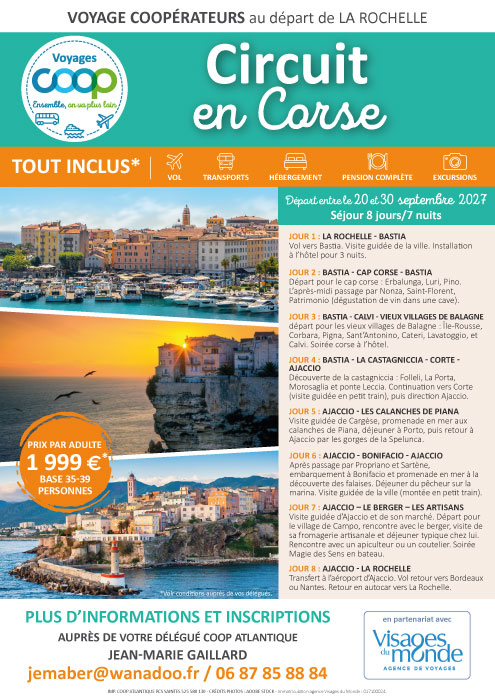 Circuit Corse - Voyage Coop au départ de La Rochelle