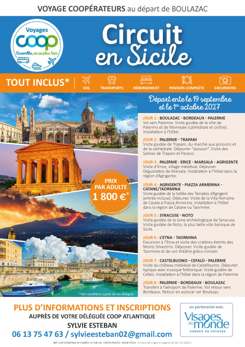 Circuit en Sicile - Voyage Coop au départ de Boulazac