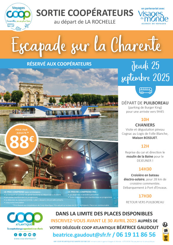 Escapade sur la Charente - Sortie Coop au départ de La Rochelle