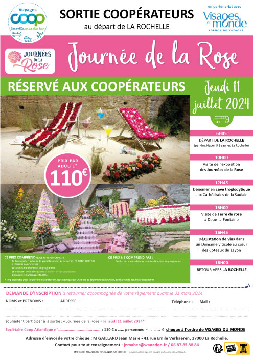 Journées de la Rose - Sortie Coop au départ de La Rochelle