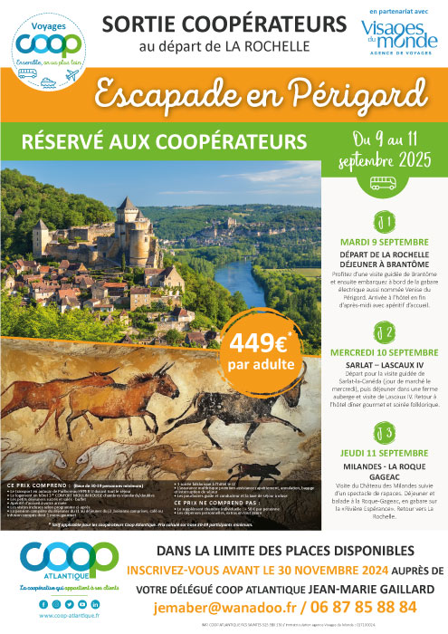 Escapade en Périgord - Voyage Coop au départ de La Rochelle