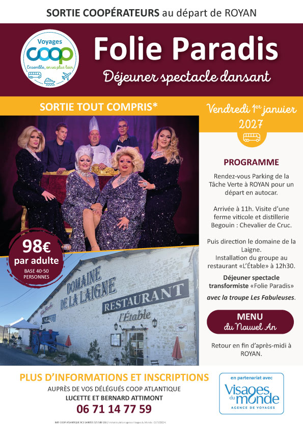 Sortie coopérateurs au cabaret La Cstafiore au départ de Royan