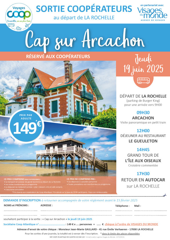 Voyage Coop au départ de La Rochelle - Cap sur Arcachon