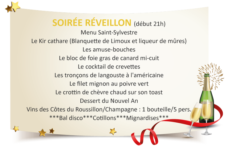 Réveillon en Pyrénées catalanes Menu - Voyage Coop au départ de La Rochelle