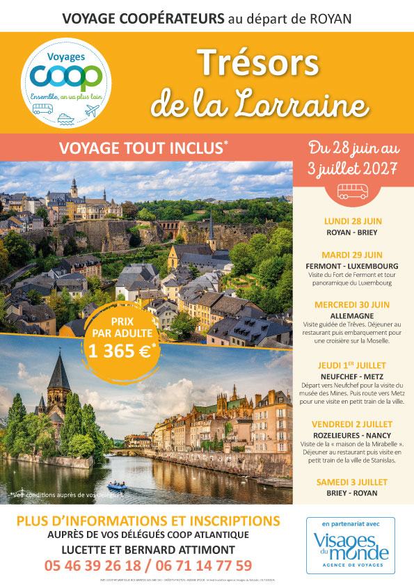 Trésors de la Lorraine - Voyage Coop au départ de Royan