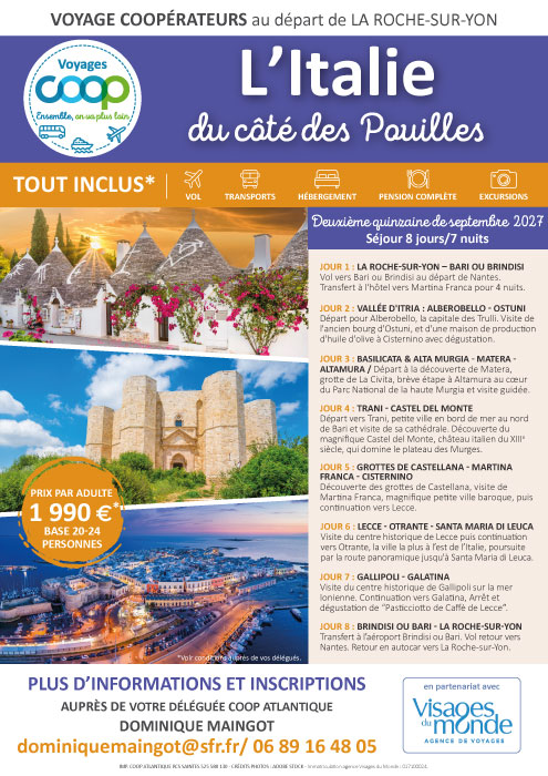 L'Italie des Pouilles - Voyage Coop au départ de La Roche-sur-Yon