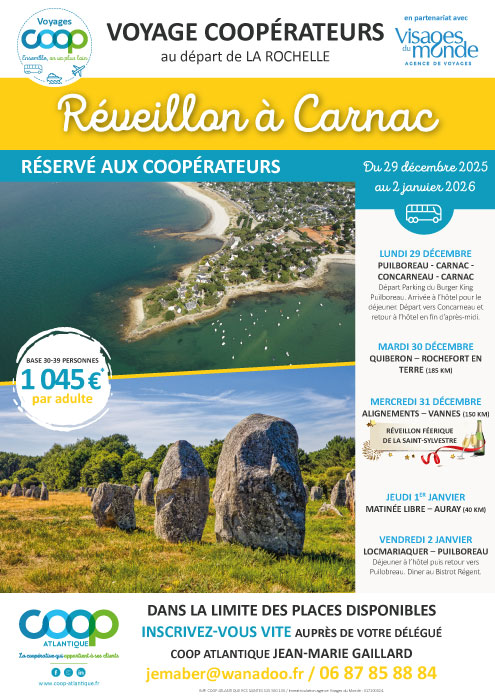 Réveillon à Carnac - Voyage Coop au départ de La Rochelle