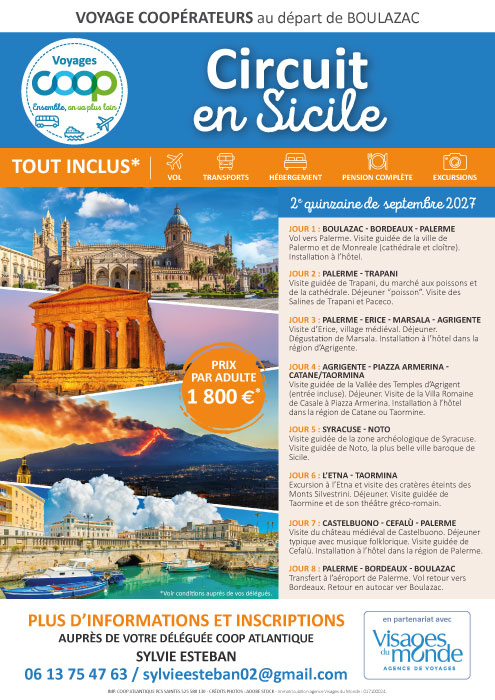 Circuit en Sicile - Voyage Coop au départ de Boulazac