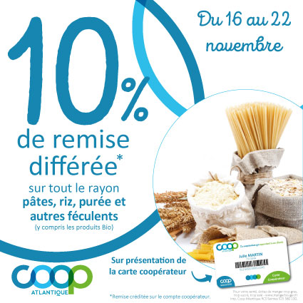 Offre coopérateurs novembre 2026 - Pâtes et riz