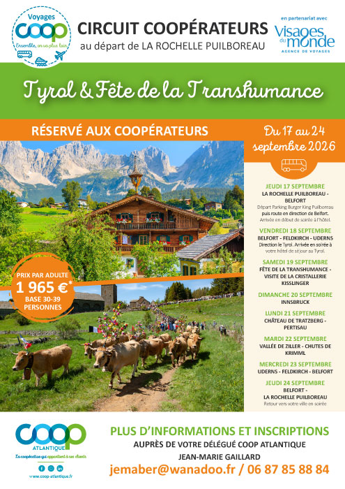 Tyrol et fête de la Transhumance - Voyage Coop au départ de La Rochelle