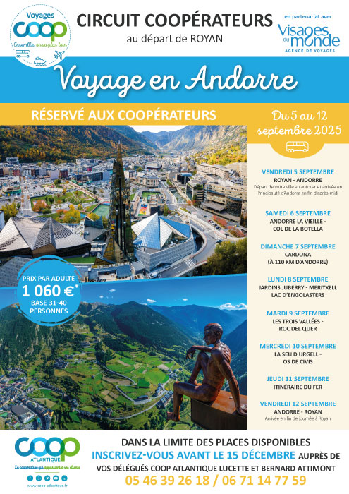 Voyage Coop en Andorre 2024 au départ de Royan