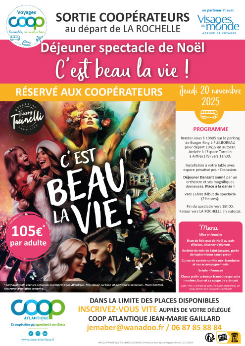 Spectacle Aiffres - Sortie Coop au départ de La Rochelle