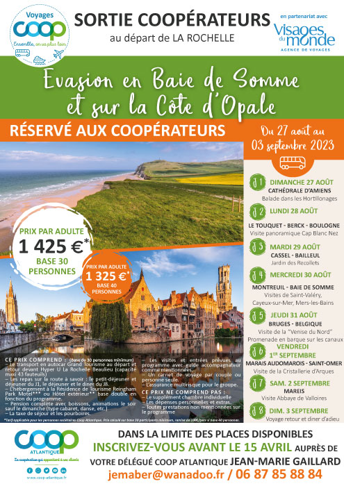 Evasion en Baie de Somme et sur la Côte d'Opale - Voyage Coop au départ de La Rochelle