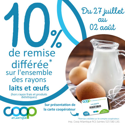 Offres coopérateurs juillet 2026 - Lait et oeuf