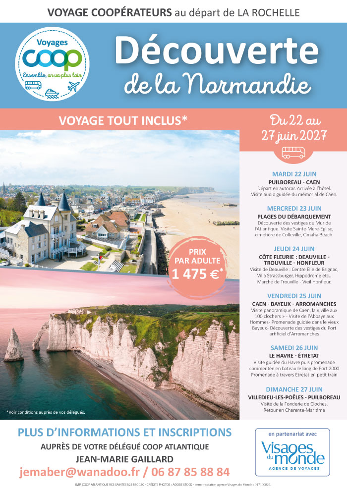 Découverte de la Normandie - Voyage Coop au départ de La Rochelle